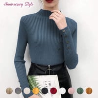 即納 薄手ニット トップス 11色 春秋冬 長袖 セーター タイト Ｔシャツ レディース nmy0086 秋服 キレカジ 森ガール ハイネック