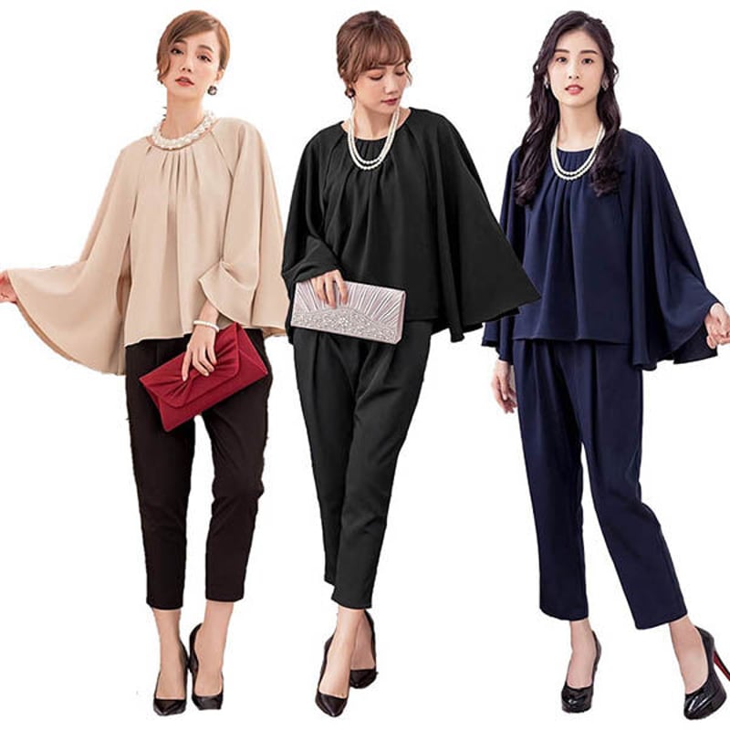 難有 L パンツスーツ ベージュ 即納 ケープ パンツドレス 4way81516 難有 L パンツスーツ ベージュ 即納 ケープ パンツドレス 4way81516
