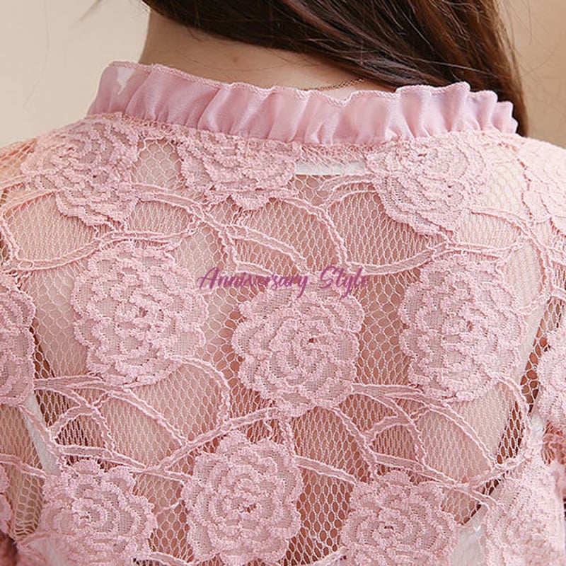 SCADAローレルピンク レース 7分袖ボレロ SCADAローレルピンク レース 7分袖ボレロ SCADAローレルピンク レース