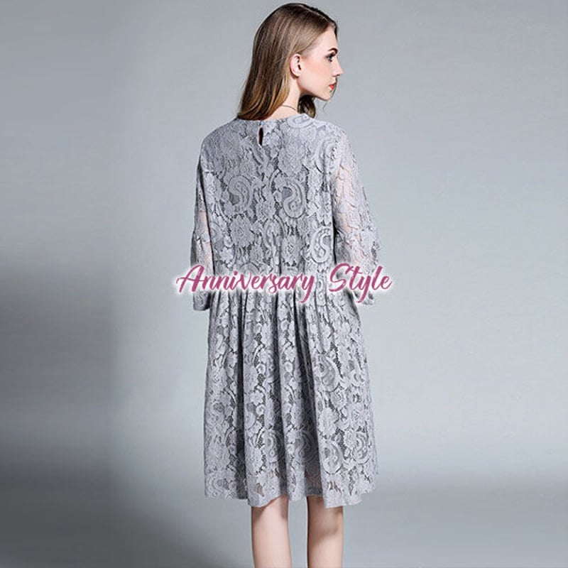 Leja 刺繍レース グレー パーティードレス Mサイズ Leja