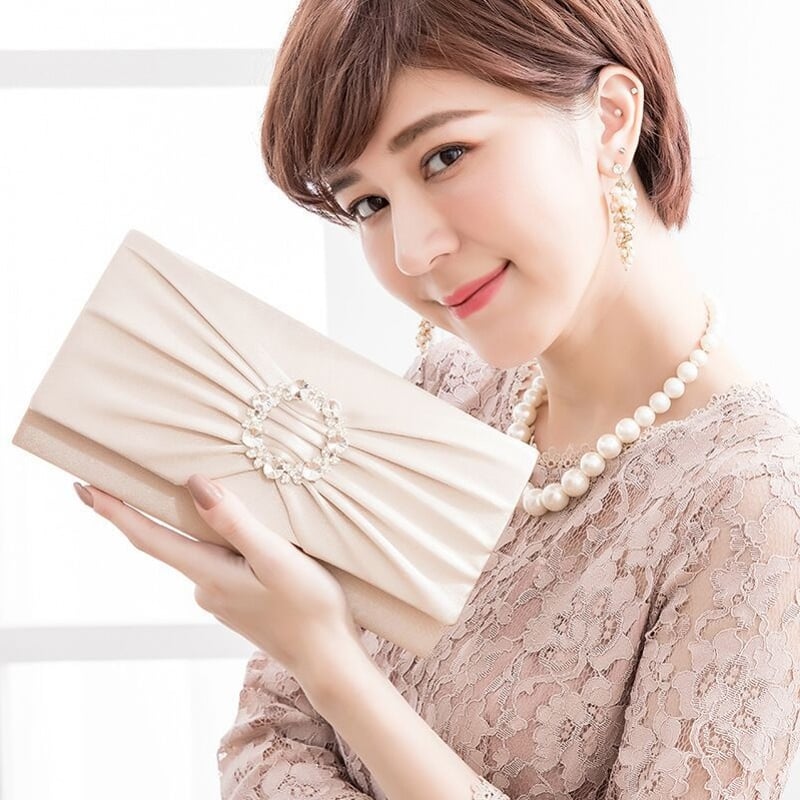 結婚式 パーティバッグ レディース ワインレッド 収納力 大きめバッグ