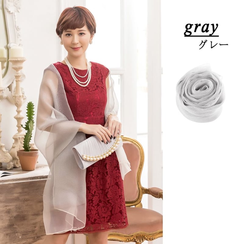 新品 ミニドレス ストール付き ストール ワインレッド即納 グレー ピンク ゴールド ブラック