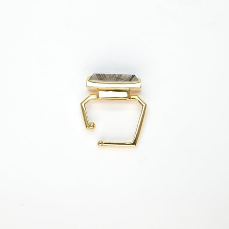 perfume bottle series　earcuff Square size＜emerald & rutile quartz＞