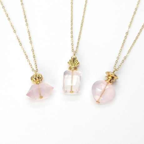 perfume bottle series　necklace ＜rose quartz＞