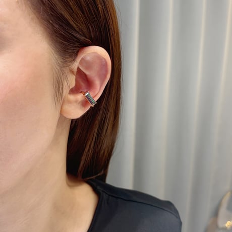 perfume bottle series　earcuff Square size＜mystic topaz green＞
