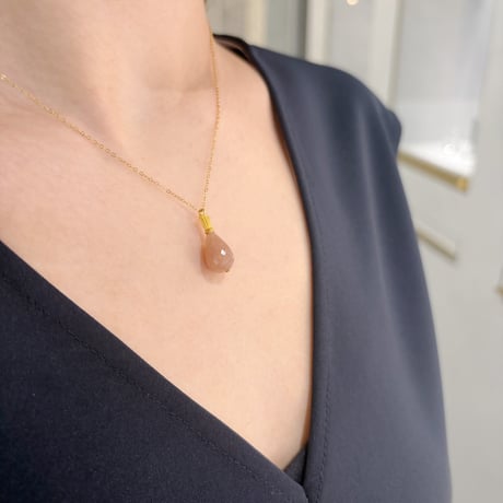 perfume bottle series　necklace ＜peach moon stone＞
