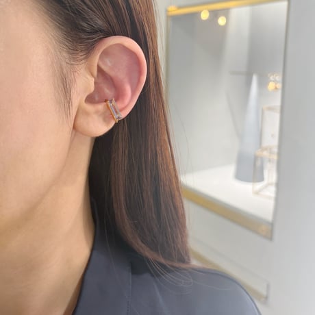 perfume bottle series　earcuff Square size＜pink amethyst＞