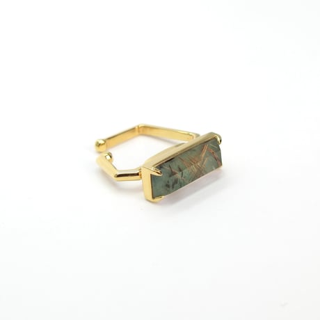 perfume bottle series　earcuff Square size＜emerald & rutile quartz＞
