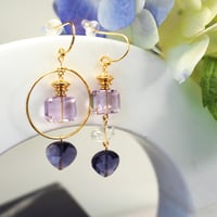 perfume bottle series　pierce ＜pink amethyst ＆ herkimer quartz ＆ iolite＞