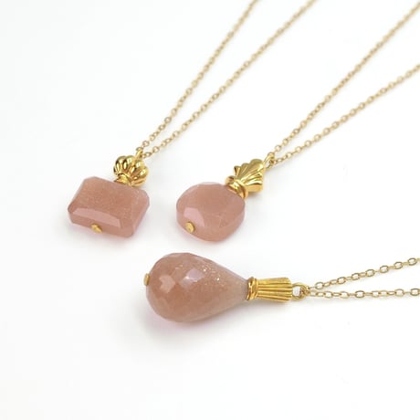 perfume bottle series　necklace ＜peach moon stone＞