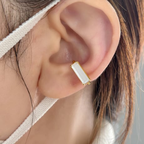 perfume bottle series　earcuff Square size＜shell&quartz＞