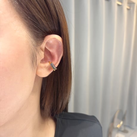 perfume bottle series　earcuff Square size＜mystic topaz green＞