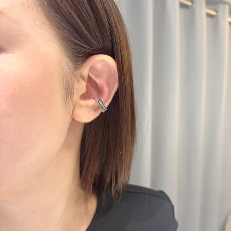 perfume bottle series　earcuff Square size＜mystic topaz green＞