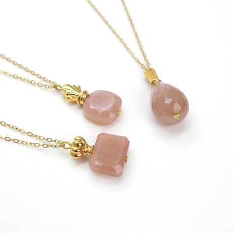 perfume bottle series　necklace ＜peach moon stone＞