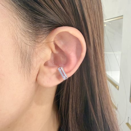 perfume bottle series　earcuff Square size＜pink amethyst＞