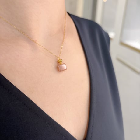 perfume bottle series　necklace ＜peach moon stone＞