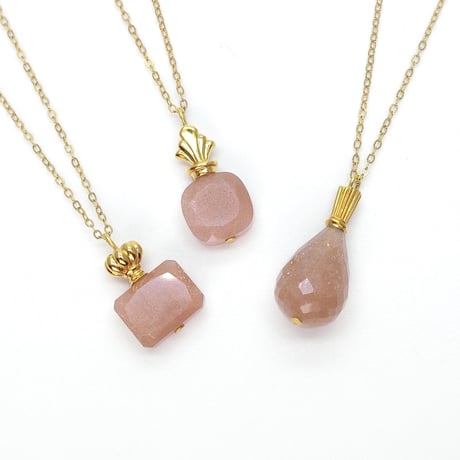 perfume bottle series　necklace ＜peach moon stone＞