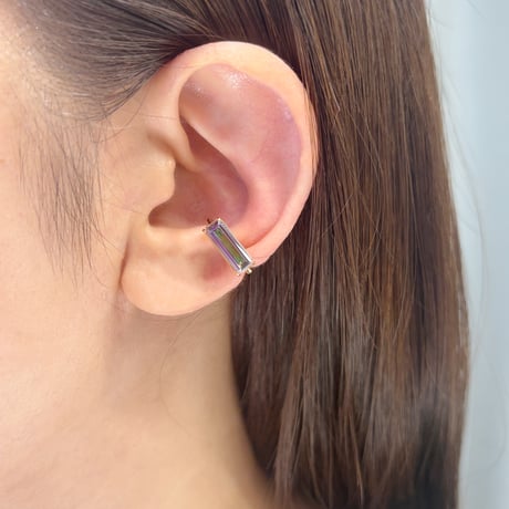 perfume bottle series　earcuff Square size＜mystic topaz green＞
