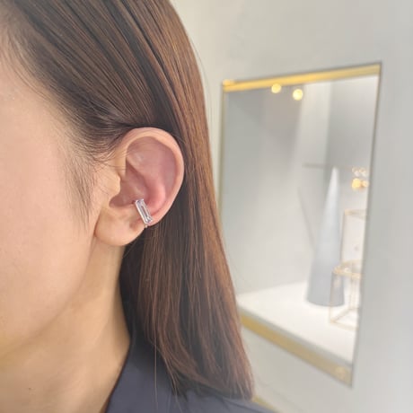 perfume bottle series　earcuff Square size＜pink amethyst＞