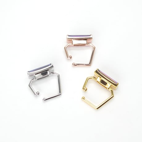 perfume bottle series　earcuff Square size＜mystic topaz green＞