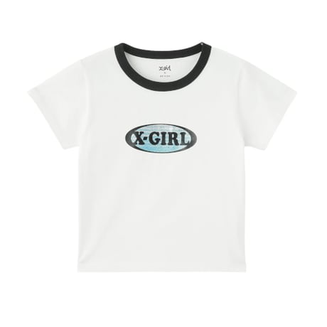 X-girl / GRADATION GLITTER OVAL LOGO S/S BABY