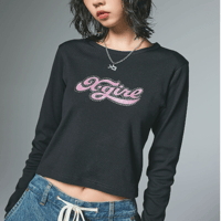 X-girl / RHINESTONE AND GLITTER LOGO L/S BABY TEE