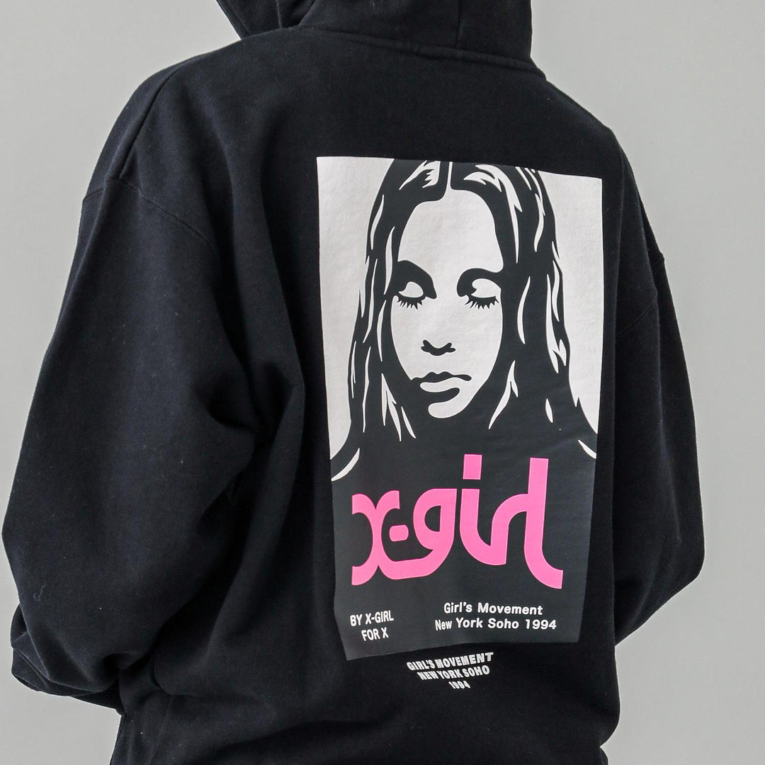 X-girl FACE POSTER SWEAT HOODIE カーキ　M X-girl（エックスガール）の「X-girl FACE POSTER SWEAT HOODIE