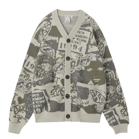 X-girl / COLLAGE GRAPHIC JACQUARD KNIT