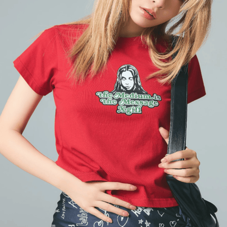 X-girl / GLITTER LOGO AND FACE S/S BABY TEE