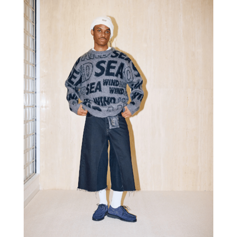 トップス wind and sea Shaggy Knit Sweater L gray Shaggy BIGSEA Knit Sweater – WIND AND SEA