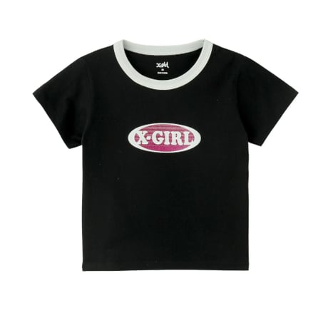 X-girl / GRADATION GLITTER OVAL LOGO S/S BABY