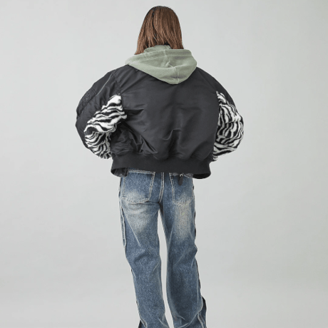 X-girl / PANELED FUR REVERSIBLE MA-1 JACKET