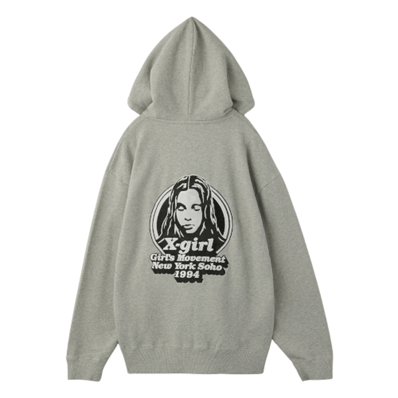 X-girl / MESSAGE AND FACE ZIP UP SWEAT HOODIE |