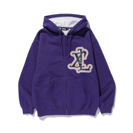 XLARGE / PATCHED THERMAL ZIP UP HOODED SWEATSHIRT