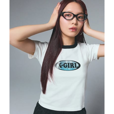 X-girl / GRADATION GLITTER OVAL LOGO S/S BABY