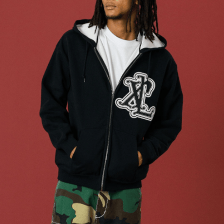 XLARGE / PATCHED THERMAL ZIP UP HOODED SWEATSHIRT