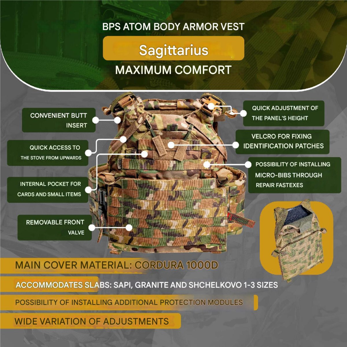 GearCraft製 Atom Стрелец プレートキャリアー マルチカム迷彩