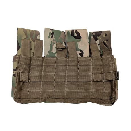GearCraft製 4連 AK マガジンポーチ Molle マルチカム迷彩  サイレントバックル