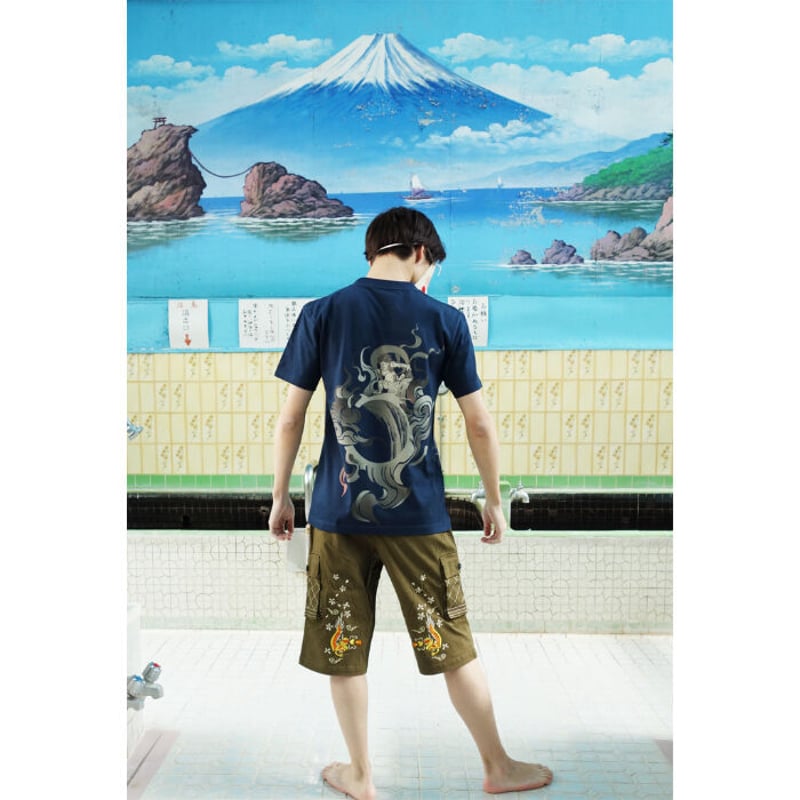 灼熱の風神雷神 Tシャツ Japanese-made Wind God and Thunder...