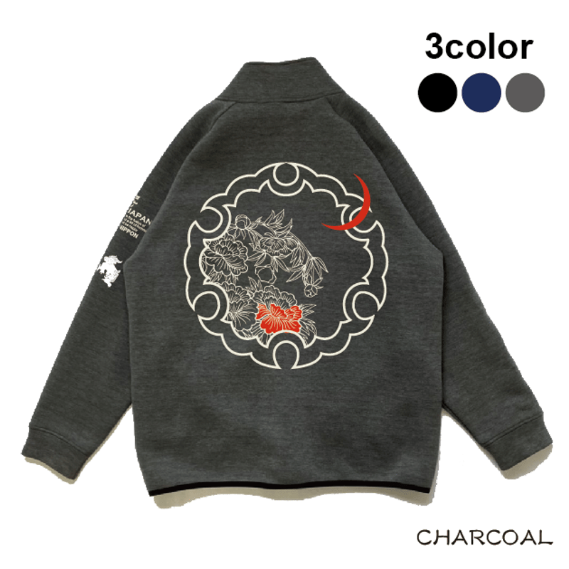 獅子牡丹のポンチブルゾン Lion and Peony Print Ponte Blouson