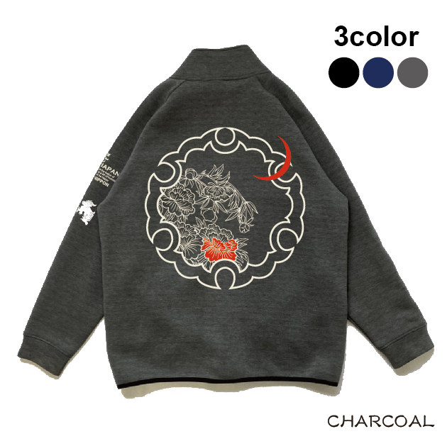 獅子牡丹のポンチブルゾン Lion and Peony Print Ponte Blouson