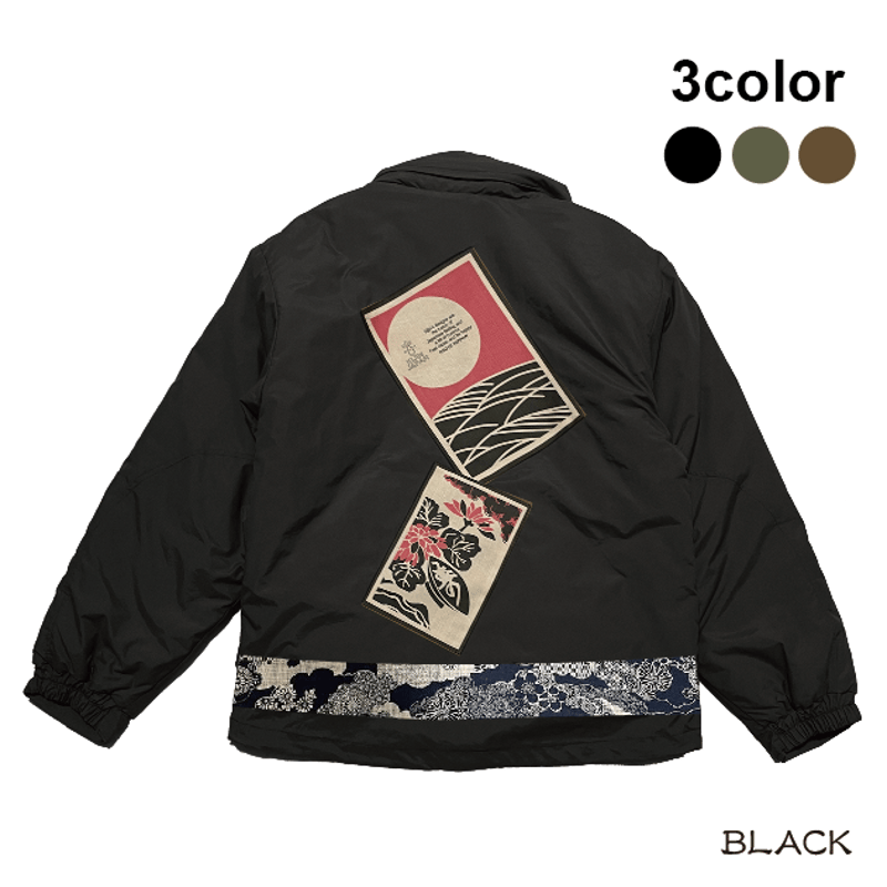 花札切り貼りマイクロ中綿ブルゾン Hanafuda cut and pasted