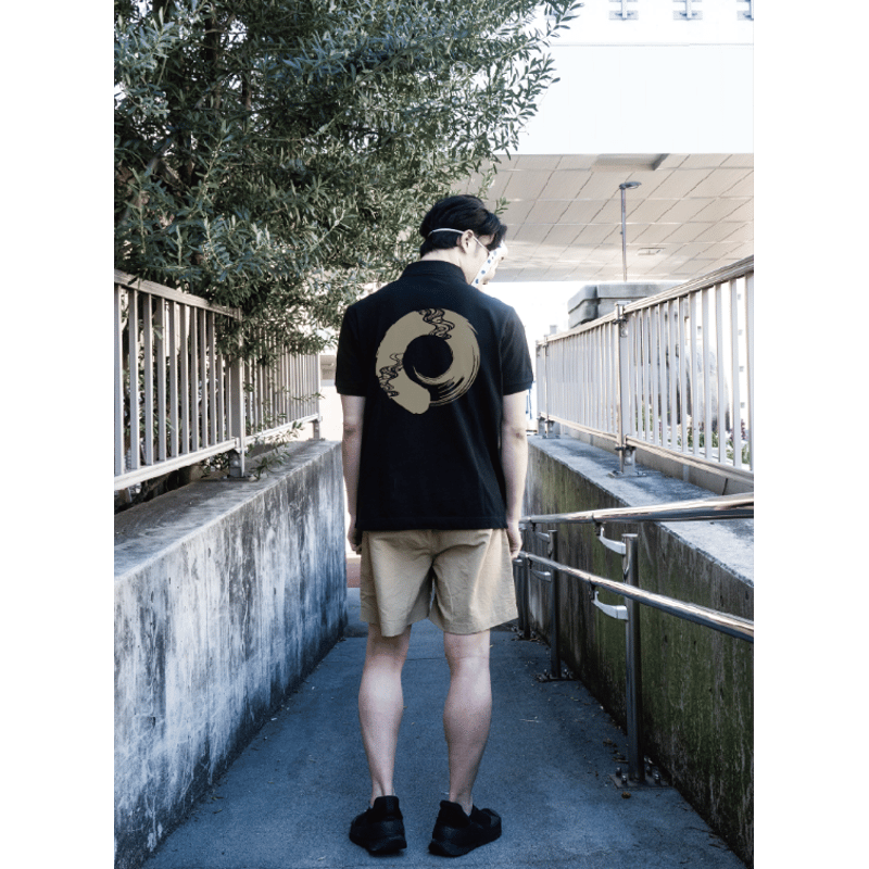 和の円相鹿の子ポロシャツ Japanese Circle Pique Polo Shirt