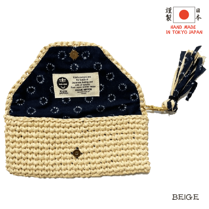 公式サイト限定 日本製ハンドメイドコットンラフィアミニポーチ | 喜人