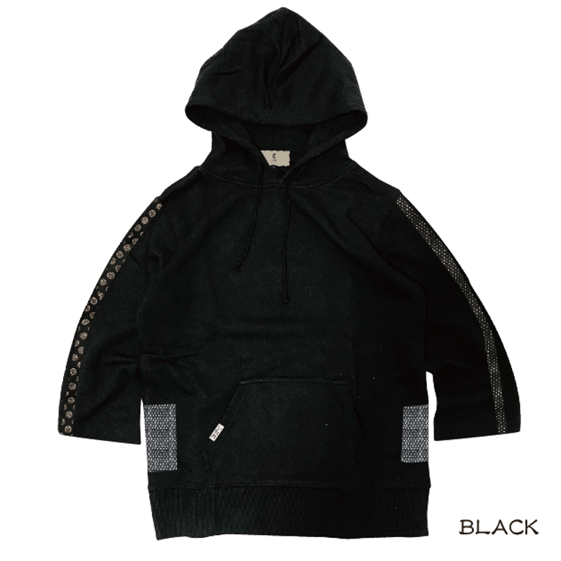 和の七分袖プルパーカー Japanese three-quarter length sleev