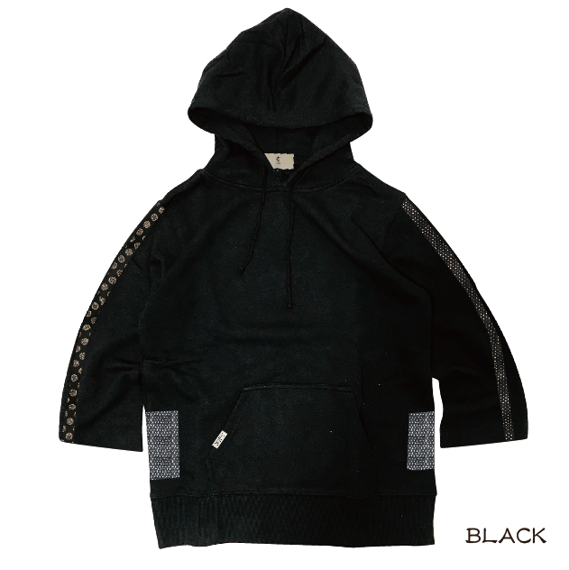 和の七分袖プルパーカー Japanese three-quarter length sleev