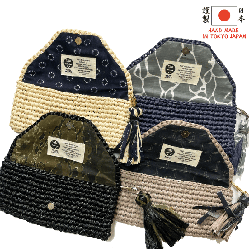 公式サイト限定 日本製ハンドメイドコットンラフィアミニポーチ | 喜人