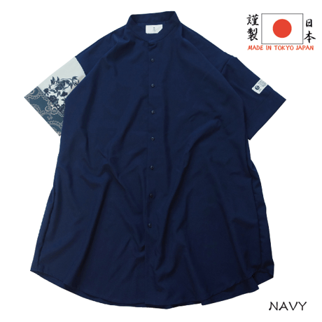 ノーカラーロングシャツ(江戸製)　Colorless long shirt KJ-12405