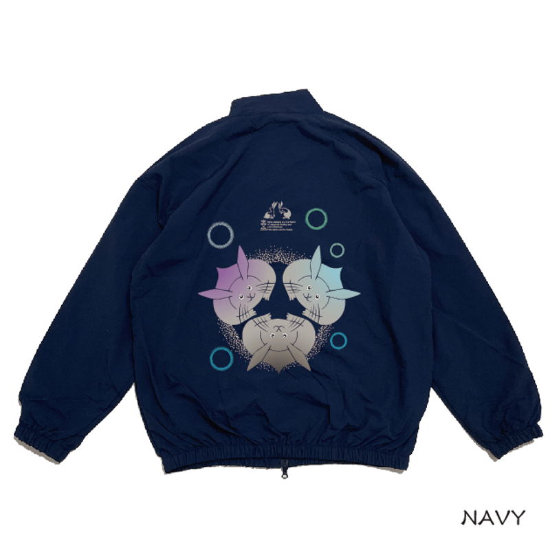 シワ加工マットナイロン 見上げ兎ブルゾン◇喜人 ブラック Mサイズ KJ