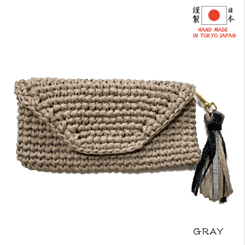 公式サイト限定 日本製ハンドメイドコットンラフィアミニポーチ | 喜人